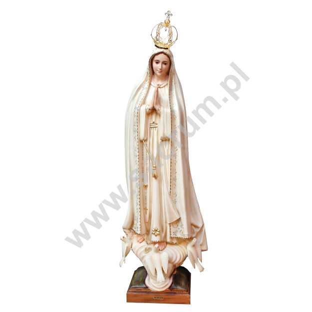 Oryginalna figura Matki Bożej Fatimskiej z Portugalii ze szklanymi oczami i złoconą koroną, 1038V, wysokość 115 cm