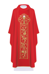 Ornat haftowany z symbolem kielicha eucharystycznego, KOR/040/02/01 CZERWONY