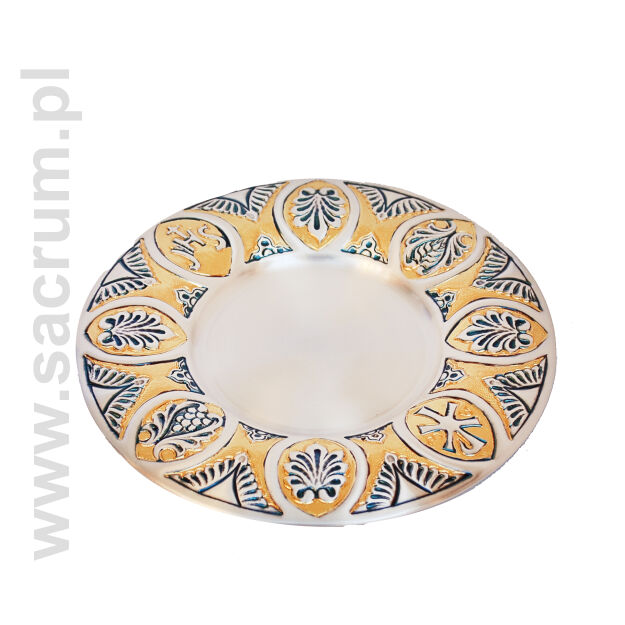 Ręcznie wykonana patena złocona 14-001, średnica 18 cm