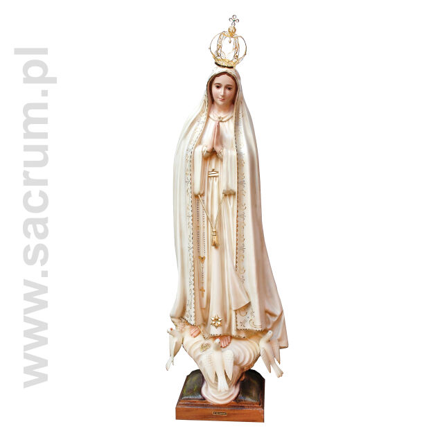 Oryginalna figura Matki Bożej Fatimskiej z Portugalii ze szklanymi oczami i złoconą koroną, 1038V, wysokość 115 cm