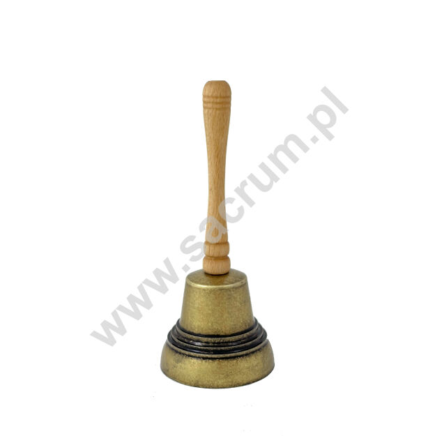 Dzwonek mosiężny z drewnianą rączką nr 198, wysokość 17 cm