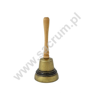 Dzwonek mosiężny z drewnianą rączką nr 198, wysokość 17 cm