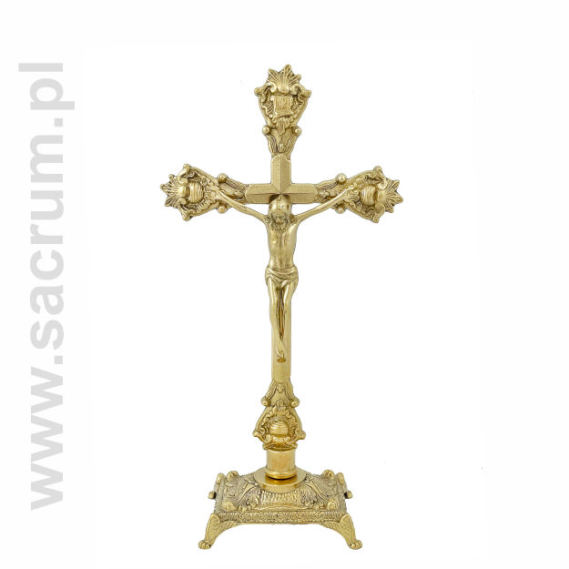 Krzyż mosiężny ołtarzowy 82-321, wysokość 39 cm