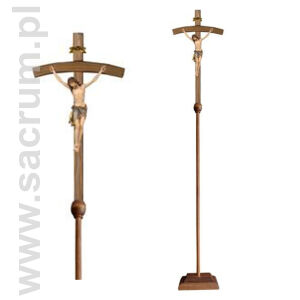 Krzyż procesyjny drewniany z podstawą 32-709201 (color) - różne wielkości