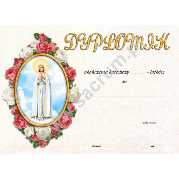 Dyplomik ukończenia katechezy - Matka Boża Fatimska, 25 szt