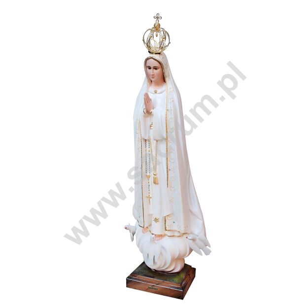 Oryginalna figura Matki Bożej Fatimskiej z Portugalii ze szklanymi oczami i złoconą koroną, 1039B, wysokość 102 cm