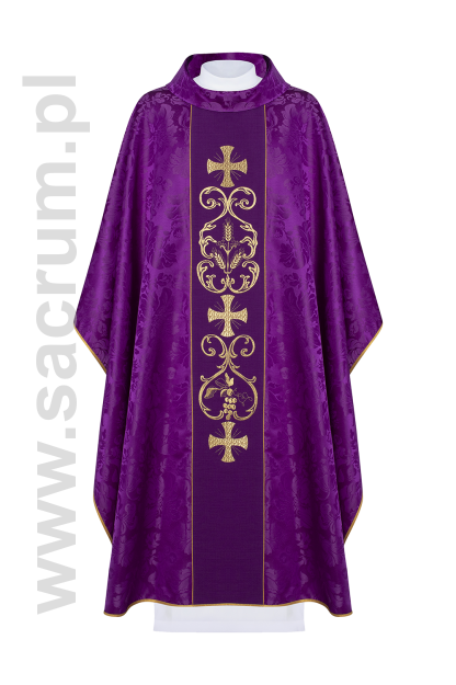  Ornat liturgiczny zdobiony haftowanym pasem KOR/148/03/01 FIOLET