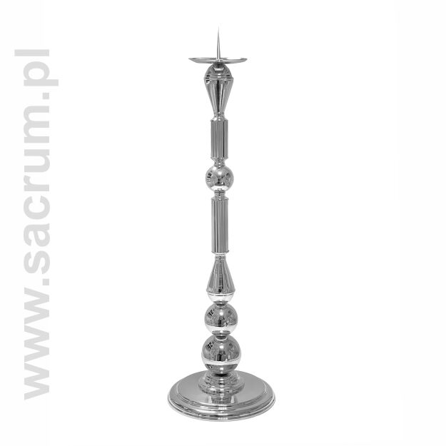 Lichtarz z blachy mosiężnej, niklowany 17-130A, wysokość 98 cm