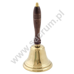 dzwonek mosiężny z rączką drewniana pojedynczy 01-243