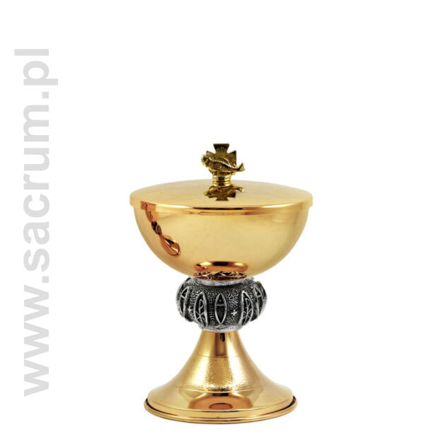 Puszka złocona, 07-c106, wysokość bez krzyża 14,5 cm