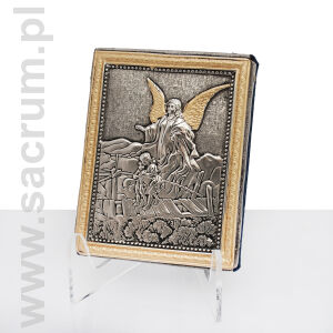 Ikona z metaloplastyki, Anioł Stróż 43-001 wymiar 9x11,5 cm