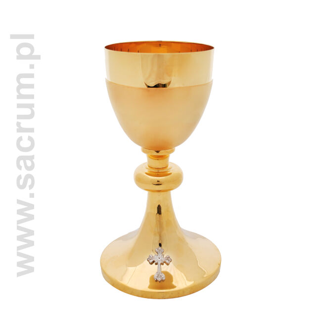 Kielich złocony z krzyżem, 30-xxx, wysokość 21 cm