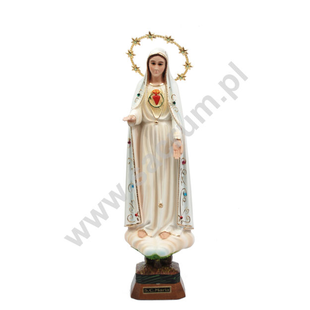 Oryginalna figura Matki Bożej Fatimskiej  Serce z Portugalii ze szklanymi oczami 1047, wysokość 37 cm
