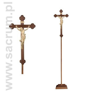 Krzyż procesyjny drewniany z podstawą 32-709102 (natural) - różne wielkości