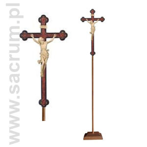 Krzyż procesyjny drewniany z podstawą 32-709103 (natural) - różne wielkości