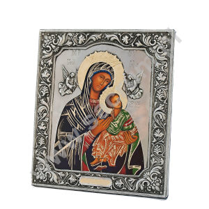 Ikona z metaloplastyki - Matka Boża Nieustającej Pomocy 43-025, 26x30 cm