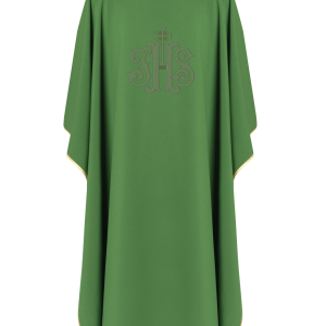 Ornat liturgiczny haftowany symbol IHS,  KOR/210/01/12 ZIELONY