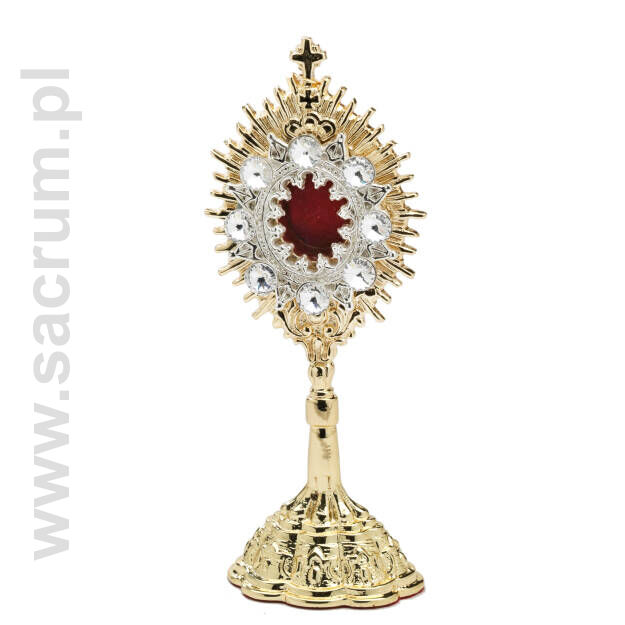 Relikwiarz złocony 30-545, wysokość 14,5 cm, kapsułka 1,8 x 2,2 cm