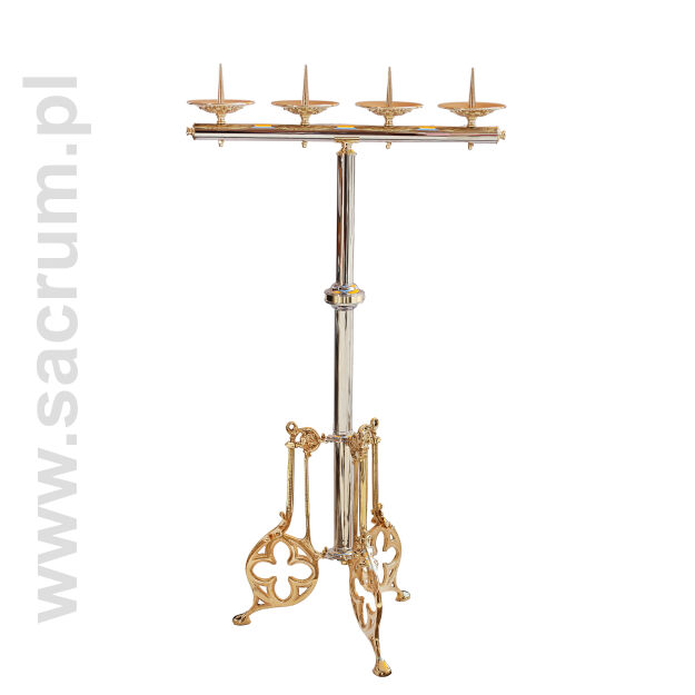 Lichtarz mosiężny poczwórny, 20-04, wysokość 98 cm, 