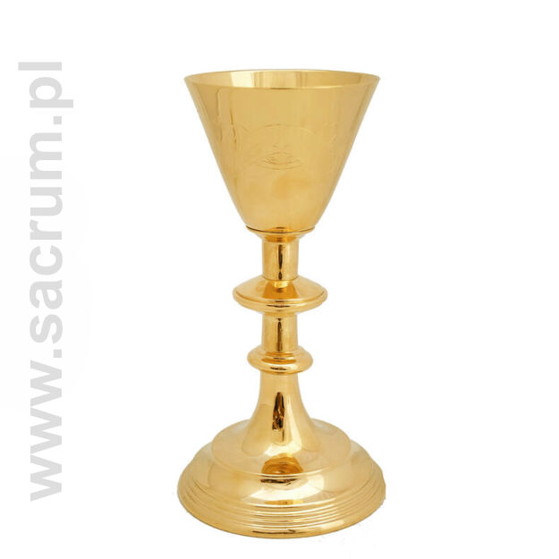 Kielich złocony, zdobiony motywem ryby, 25-004, wysokość 21,5 cm