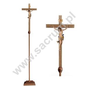 Krzyż procesyjny drewniany z podstawą 32-709100 (color) - różne wielkości 