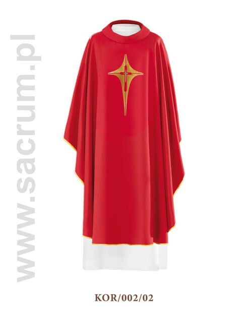 Ornat haftowany symbol krzyża KOR/002/02/01 CZERWONY