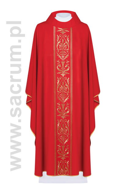Ornat liturgiczny zdobiony pasem KOR/008/02/01 CZERWONY