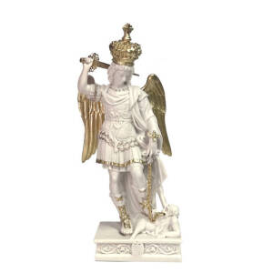 Oryginalna figura Św. Michała Archanioła z Gargano 27 cm korona plastik