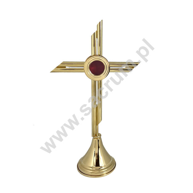 Relikwiarz złocony w kształcie krzyża 16-030, wysokość 35 cm