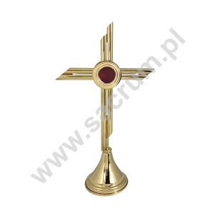 Relikwiarz złocony w kształcie krzyża 16-030, wysokość 35 cm