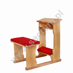 Klęcznik drewniany, wyściełany welurem z podnóżkiem i siedziskiem