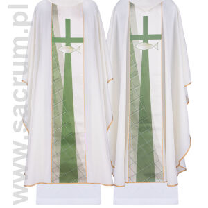 Ornat liturgiczny z symboliką ryby i krzyża HA7010-05