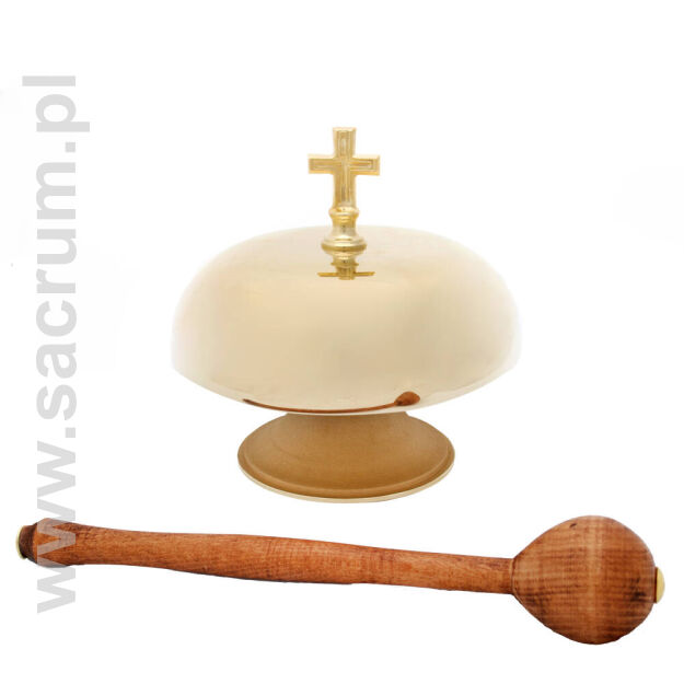 Gong mosiężny pojedynczy, średnica 19 cm, wysokość z krzyżem 19 cm