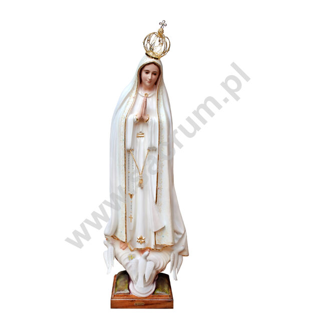 Oryginalna figura Matki Bożej Fatimskiej ze szklanymi oczami i złoconą koroną, 1038B  wysokość 115 cm