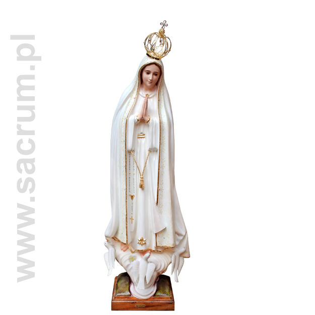 Oryginalna figura Matki Bożej Fatimskiej ze szklanymi oczami i złoconą koroną, 1038B  wysokość 115 cm