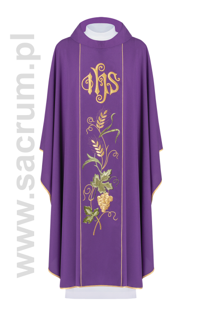 Szata liturgiczna haftowana IHS  KOR/117/03/01 FIOLET