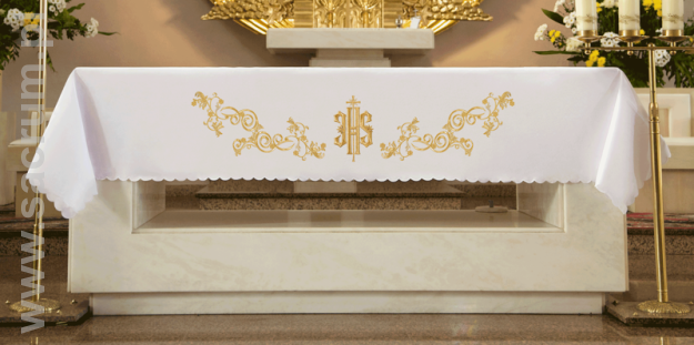Obrus ołtarzowy z haftem czołowym IHS KOH/013 150x400 cm