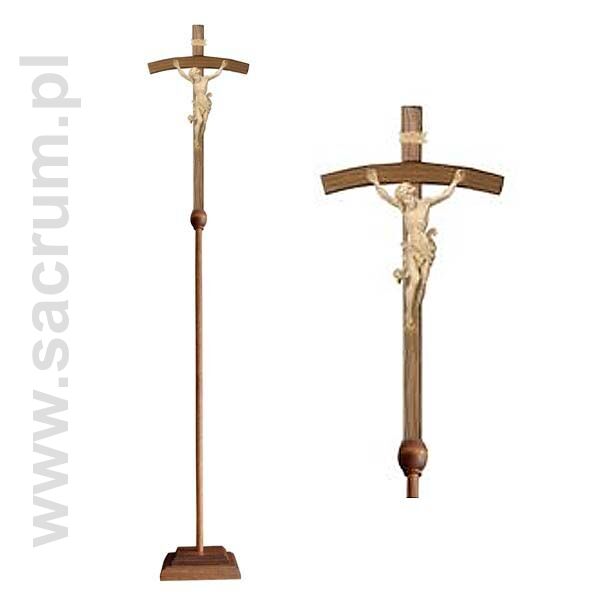 Krzyż procesyjny drewniany z podstawą 32-709101 (natural) - różne wielkości 