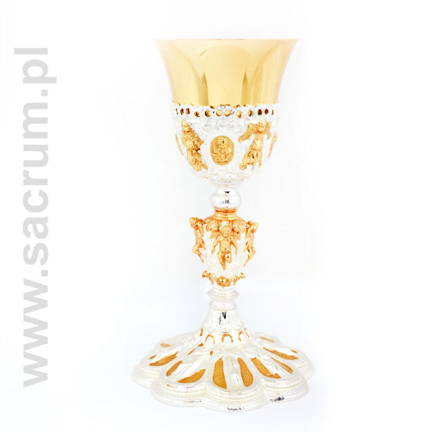 Kielich złocony i srebrzony, 14-169/bic, wysokość 22 cm