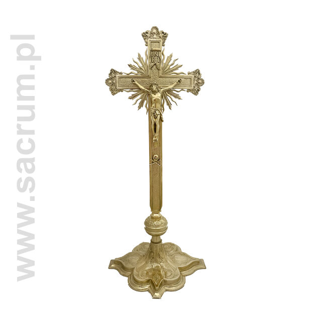 Krzyż ołtarzowy mosiężny, 20-117, wysokość 82 cm