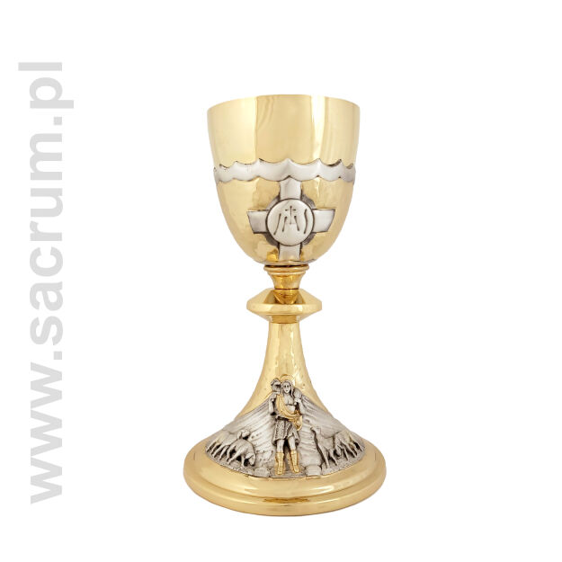 Kielich złocony z wizerunkiem Dobrego Pasterza 08-603, wysokość 22 cm