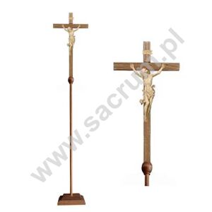 Krzyż procesyjny drewniany z podstawą 32-709100 (natural) - różne wielkości 