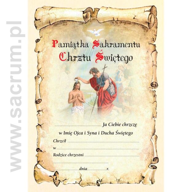 Pamiątka Sakramentu Chrztu Świętego 100szt