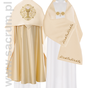 Welon liturgiczny haftowany kielich, KWL/013/05 50*270 ECRU SAT.