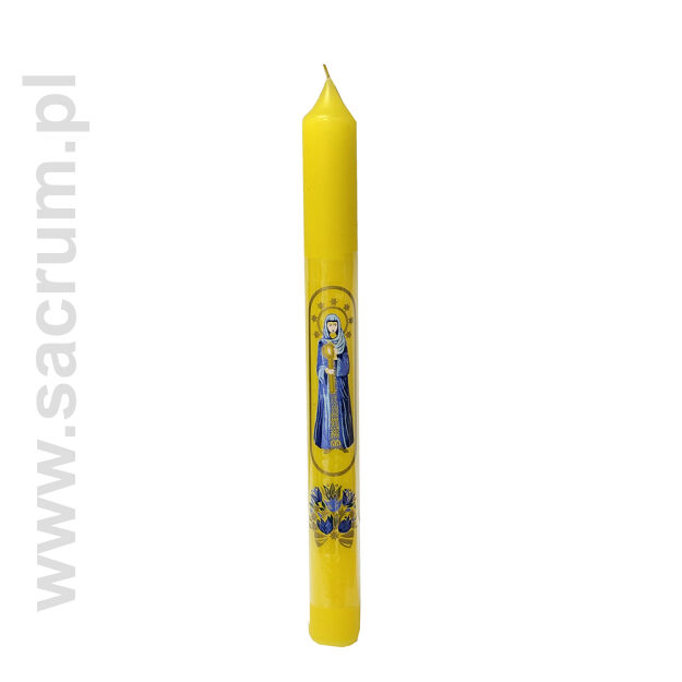 Świeca gromniczna / paschalik żółta, wysokość 23 cm, średnica 2 cm