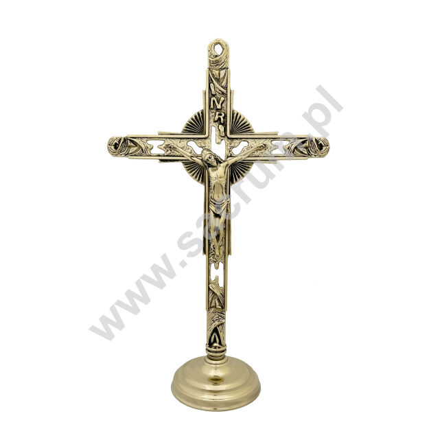 Krzyż ołtarzowy mosiężny, wysokość 57 cm, nr 01-1601