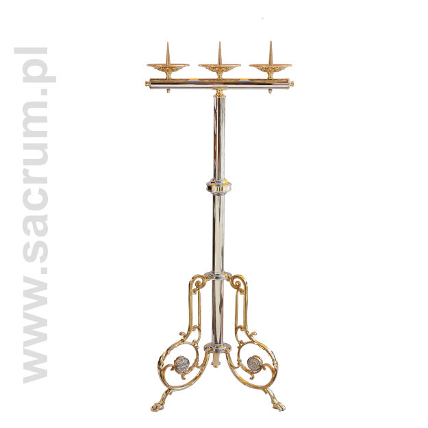 Lichtarz mosiężny, potrójny, 20-03, wysokość 98 cm