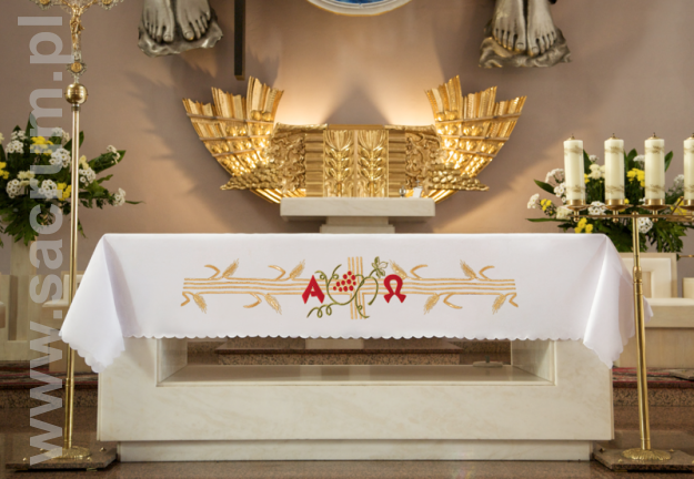 Obrus ołtarzowy haft Alfa i Omega KOH/014 150 cm x 400 cm