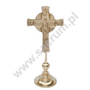 Krzyż dwustronny mosiężny, neokatechumenalny, wysokość 25 cm