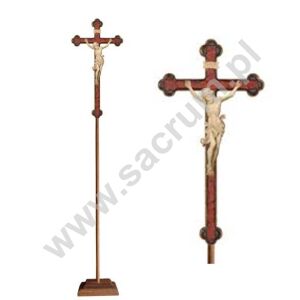 Krzyż procesyjny drewniany z podstawą 32-709104 (natural) - różne wielkości 